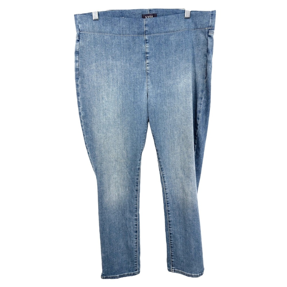 NYDJ Size 12 Jeans Alina Pull On Ankle Denim Blue Straight Leg High Rise 1362‎